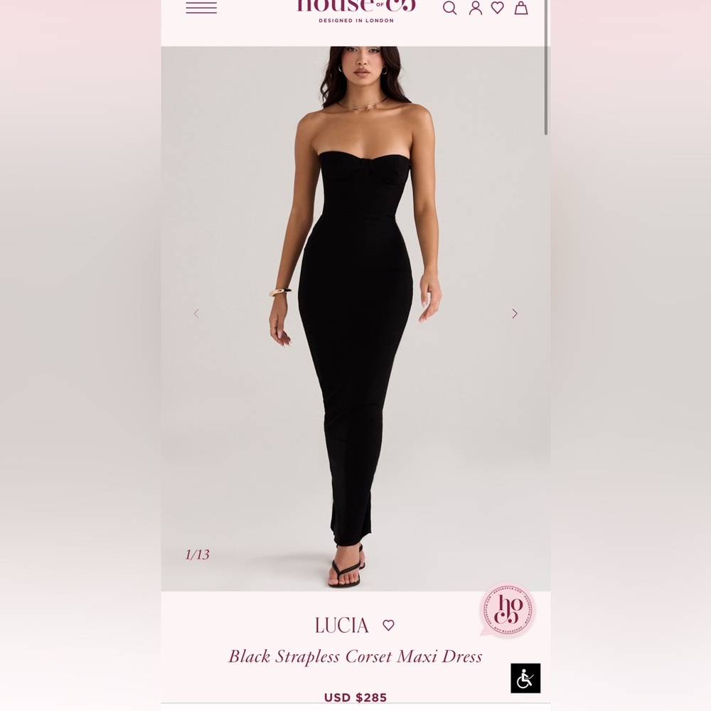 House of CB Lucia Black Strapless Dress